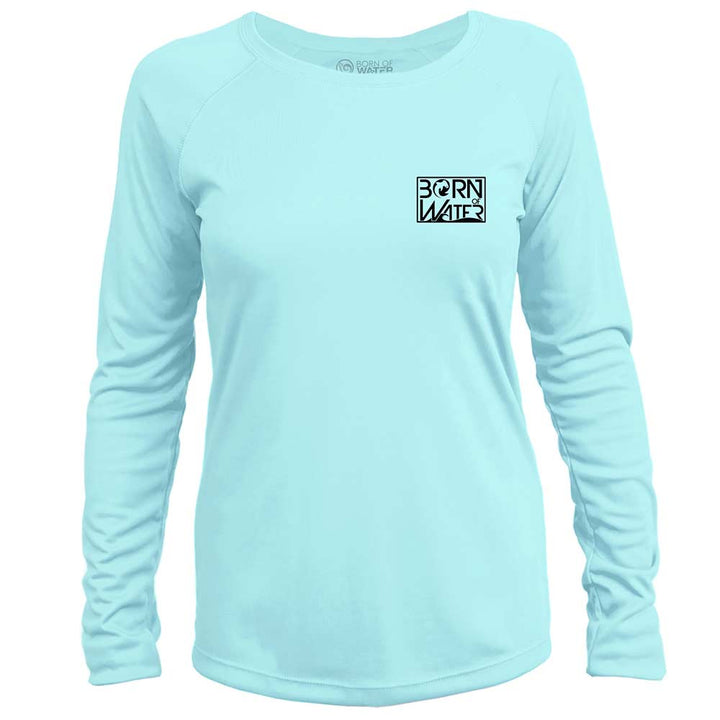 Circling Hammerhead Dive Flag: Womens UV UPF 50+ Performance Shirt: Lt Blue - Front