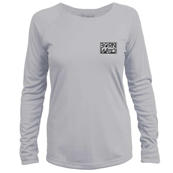 Circling Hammerhead Dive Flag: Womens UV UPF 50+ Performance Shirt: Gray - Front