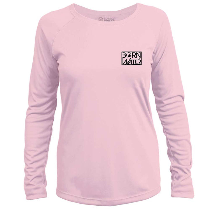 Circling Hammerhead Dive Flag: Womens UV UPF 50+ Performance Shirt:  Pink - Front