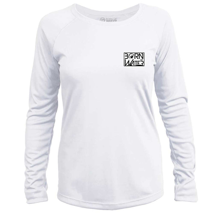 Circling Hammerhead Dive Flag: Womens UV UPF 50+ Performance Shirt: White - Front