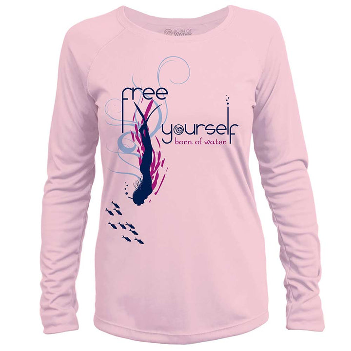 Free Yourself: Womens UV UPF 50+ Performance Shirt: Pink