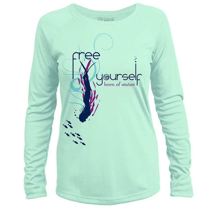 Free Yourself: Womens UV UPF 50+ Performance Shirt: Seagreen