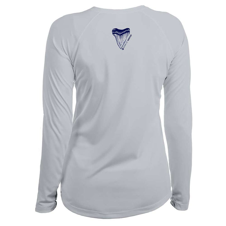 Great White Shark: Womens UV UPF 50+ Performance Shirt: Gray - Back
