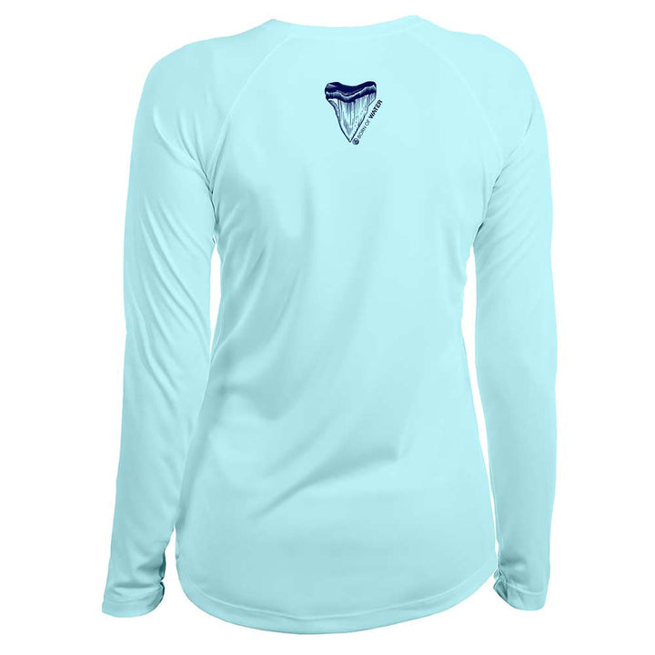Great White Shark: Womens UV UPF 50+ Performance Shirt: Lt Blue - Back