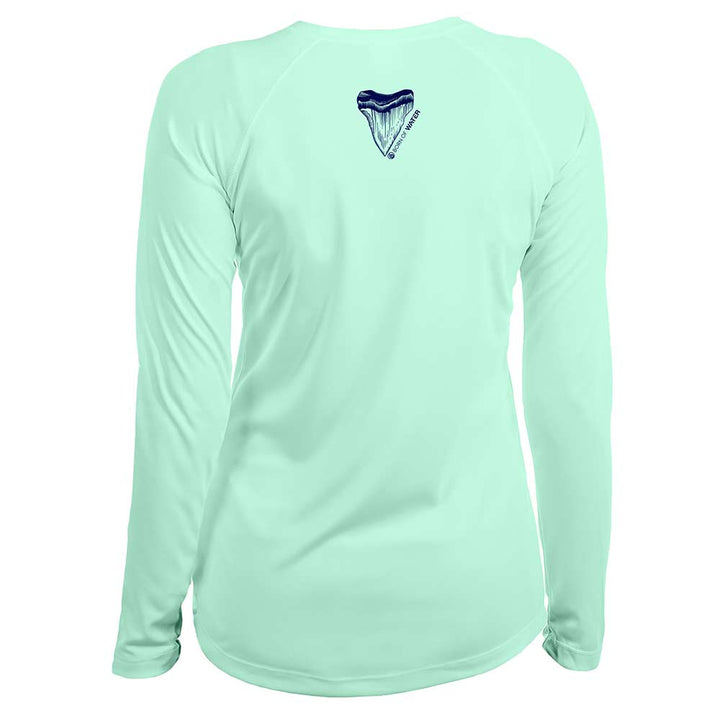 Great White Shark: Womens UV UPF 50+ Performance Shirt: Seagreen - Back