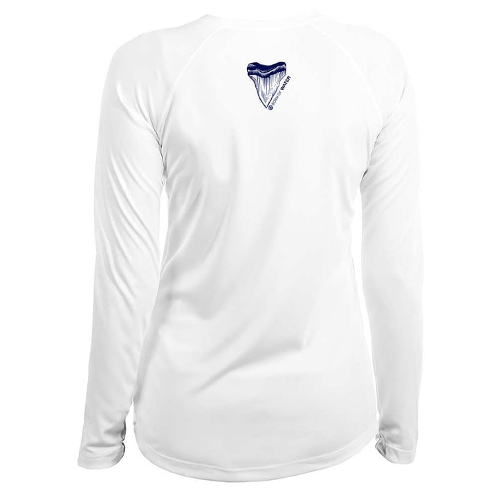 Great White Shark: Womens UV UPF 50+ Performance Shirt: White - Back