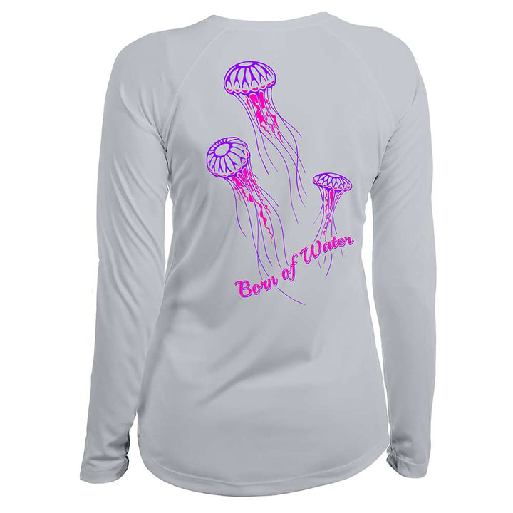 Jellyfish: Womens UV UPF 50+ Performance Shirt: Gray - Back