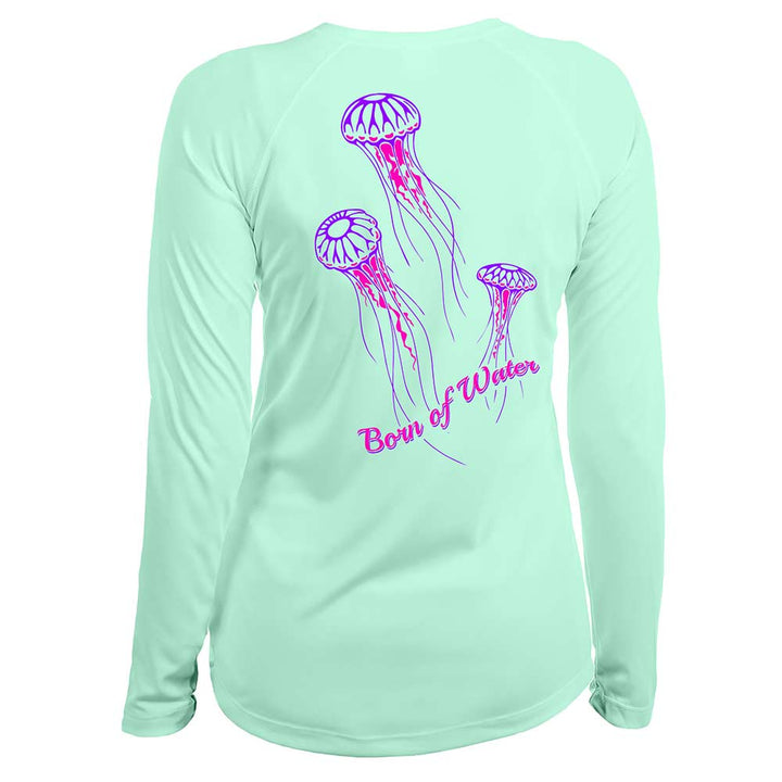 Jellyfish: Womens UV UPF 50+ Performance Shirt: Seagreen - Back