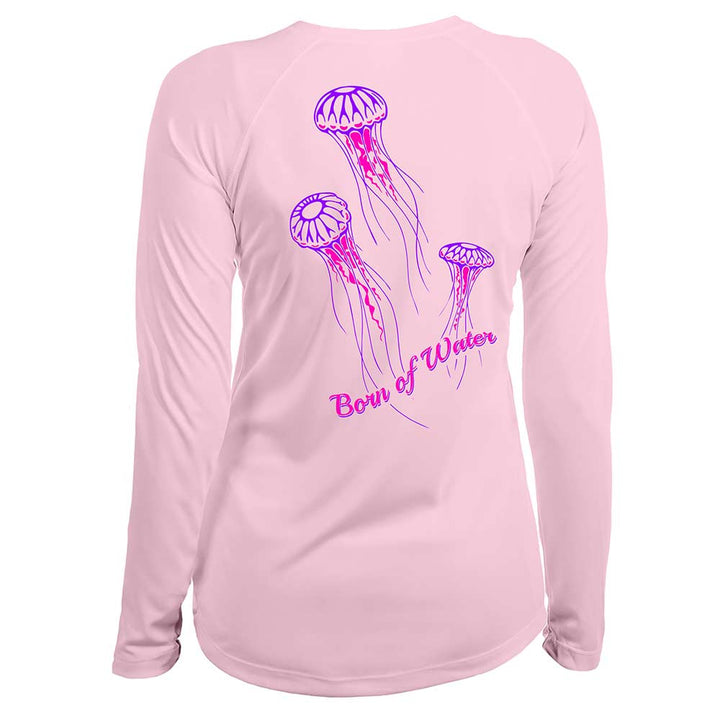 Jellyfish: Womens UV UPF 50+ Performance Shirt: Pink - Back