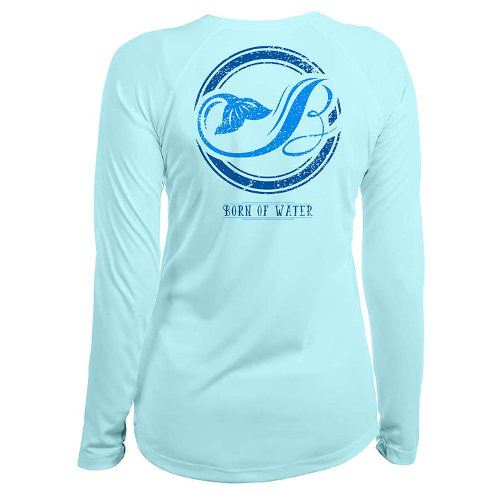 Mermaid Tail: Women's Scuba Diving UV UPF 50+ Performance Shirt: Lt. Blue - Back
