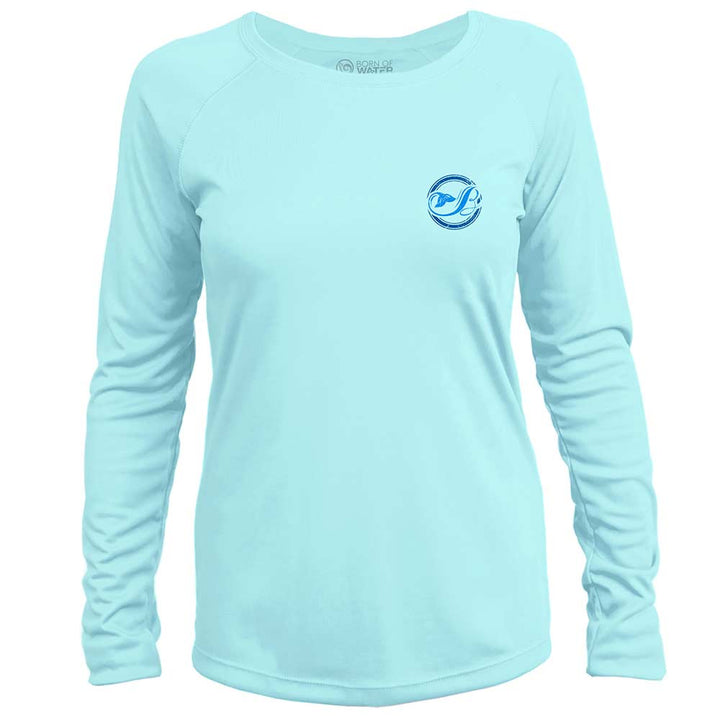 Mermaid Tail: Women's Scuba Diving UV UPF 50+ Performance Shirt: Lt Blue - Front