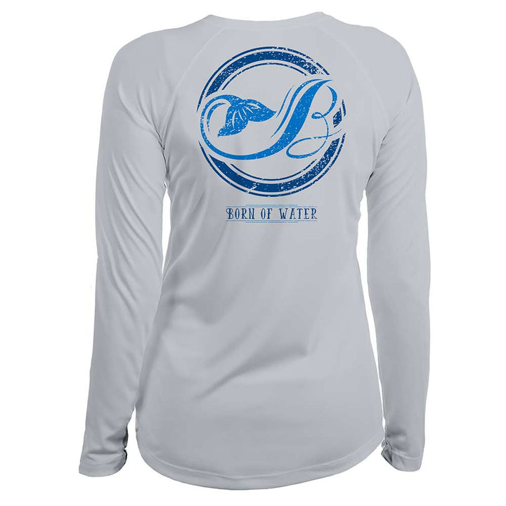 Mermaid Tail: Women's Scuba Diving UV UPF 50+ Performance Shirt: Gray - Back