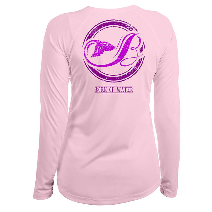 Mermaid Tail: Women's Scuba Diving UV UPF 50+ Performance Shirt: Pink - Back