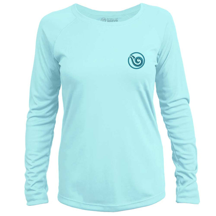 Misunderstood Beauty: Women's Shark Scuba Diving UV UPF 50+ Performance Shirt: Lt Blue - Front