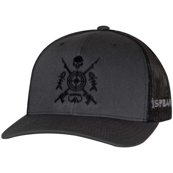 Speared Bullseye Trucker Hat: Charcoal/Black