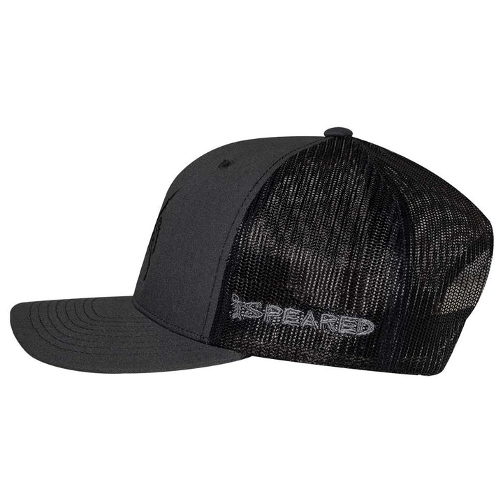 Speared Bullseye Trucker Hat: Charcoal/Black - Side