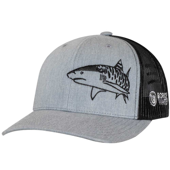 Tiger Shark Scuba Diving Trucker Hat - Gray/Black/Black - Front
