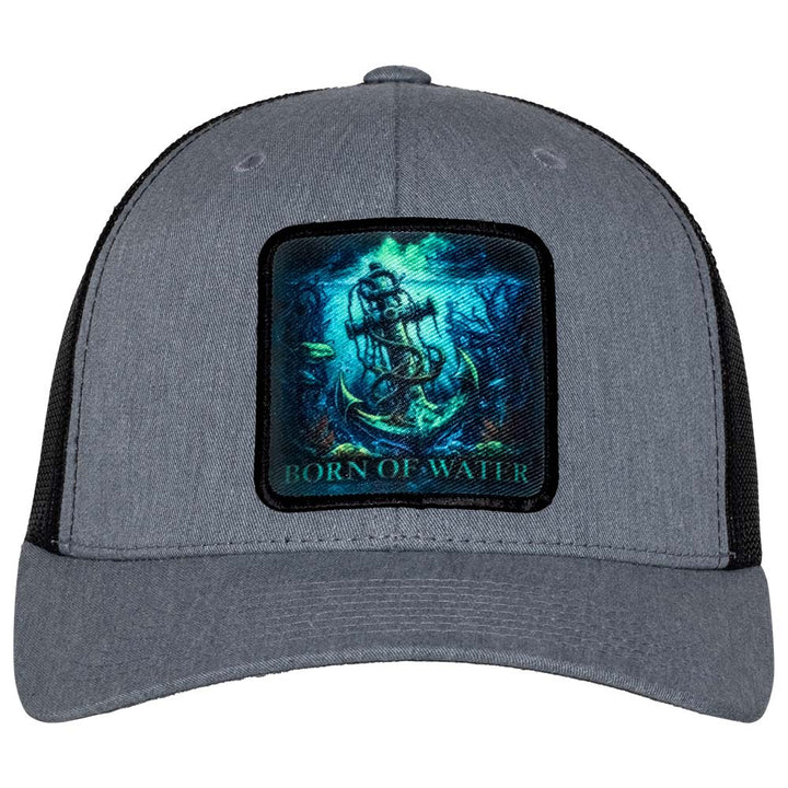 Anchor Scuba Diving Trucker Hat - Heather Gray/Black - Front