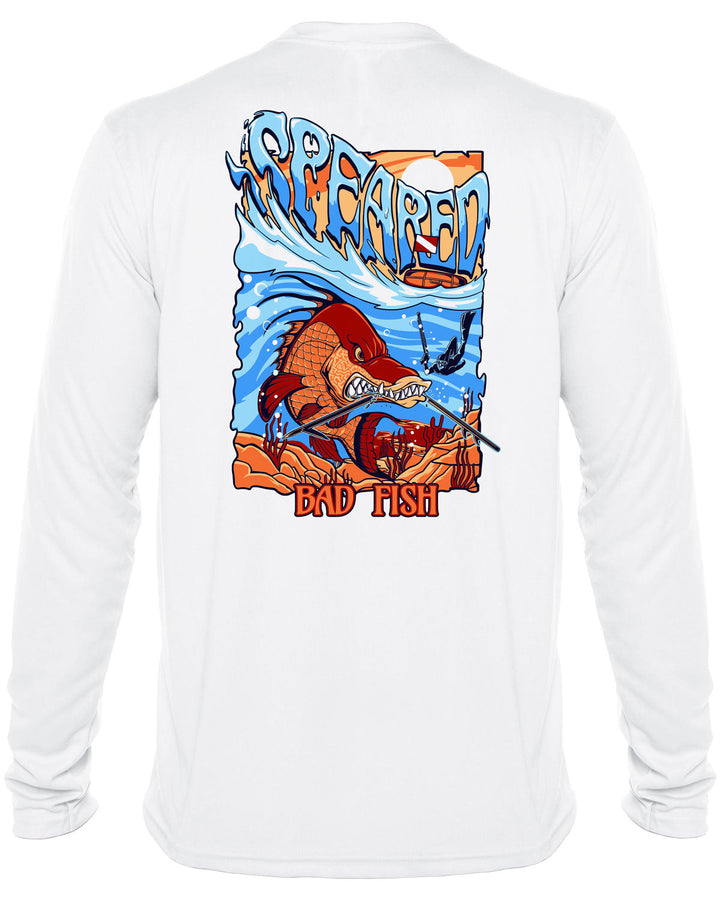 Bad Fish - Hogfish: UV UPF 50+ Sun Protection Rashguard Shirt: White - Back