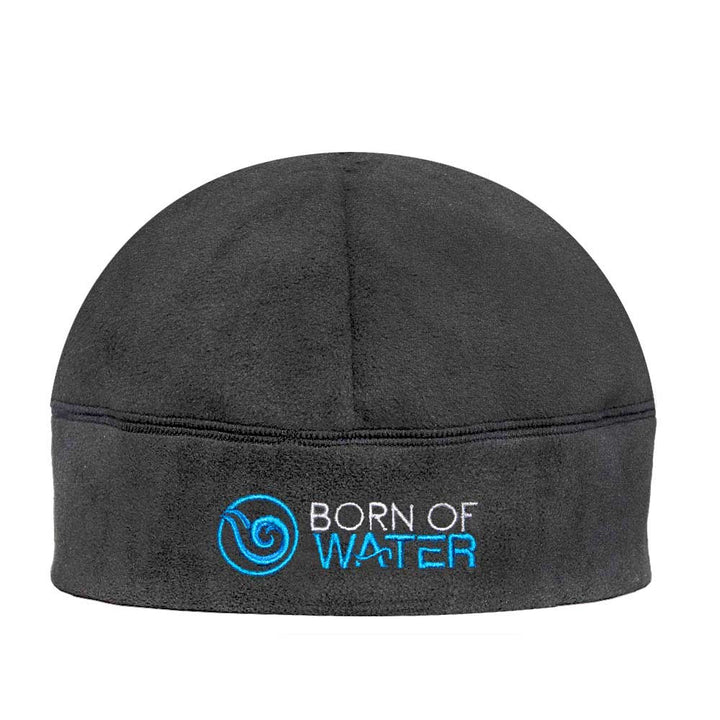 Fleece Skull Hat Beanie with Signature Logo: Blue/Charcoal