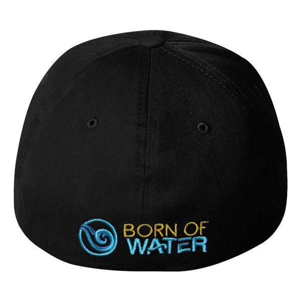 Blue Ring Octopus Flexfit Fitted Hat - Back