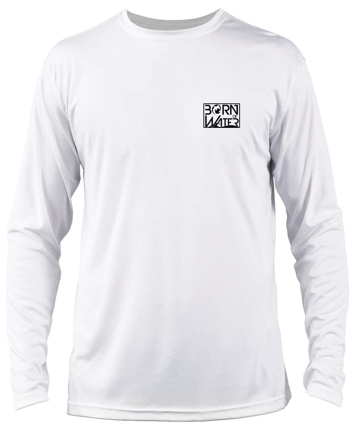 Circling Hammerhead Dive Flag UV UPF 50+ Performance Shirt:  White - Front