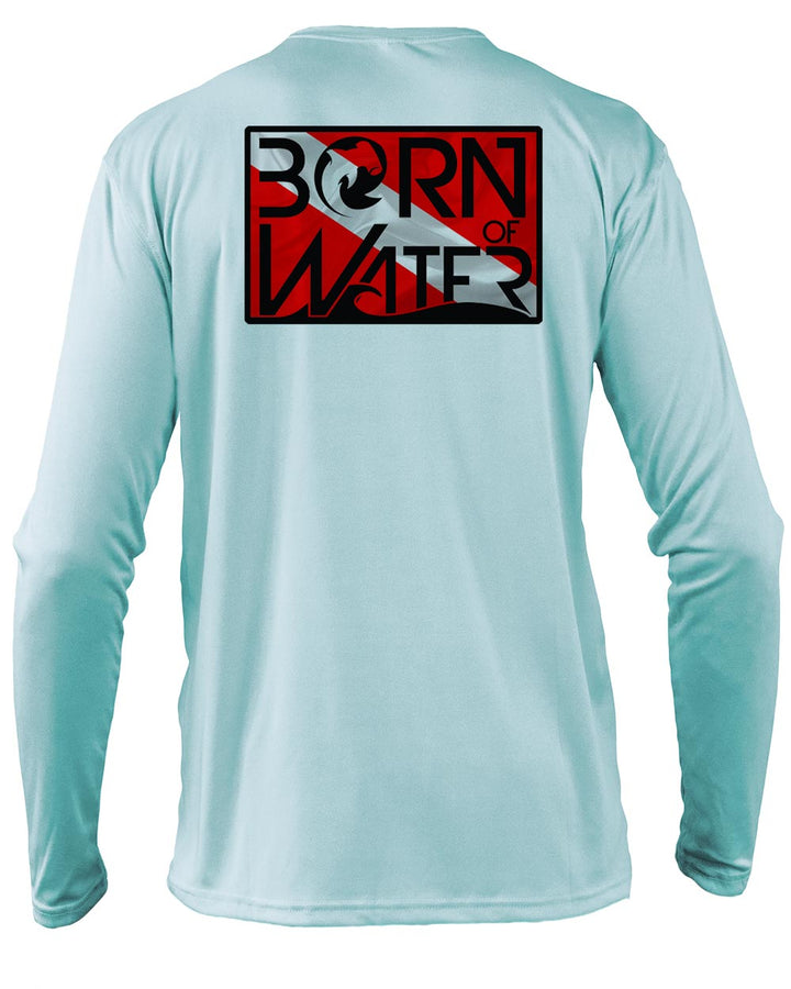 Circling Hammerhead Dive Flag UV UPF 50+ Performance Shirt: Lt. Blue - Back