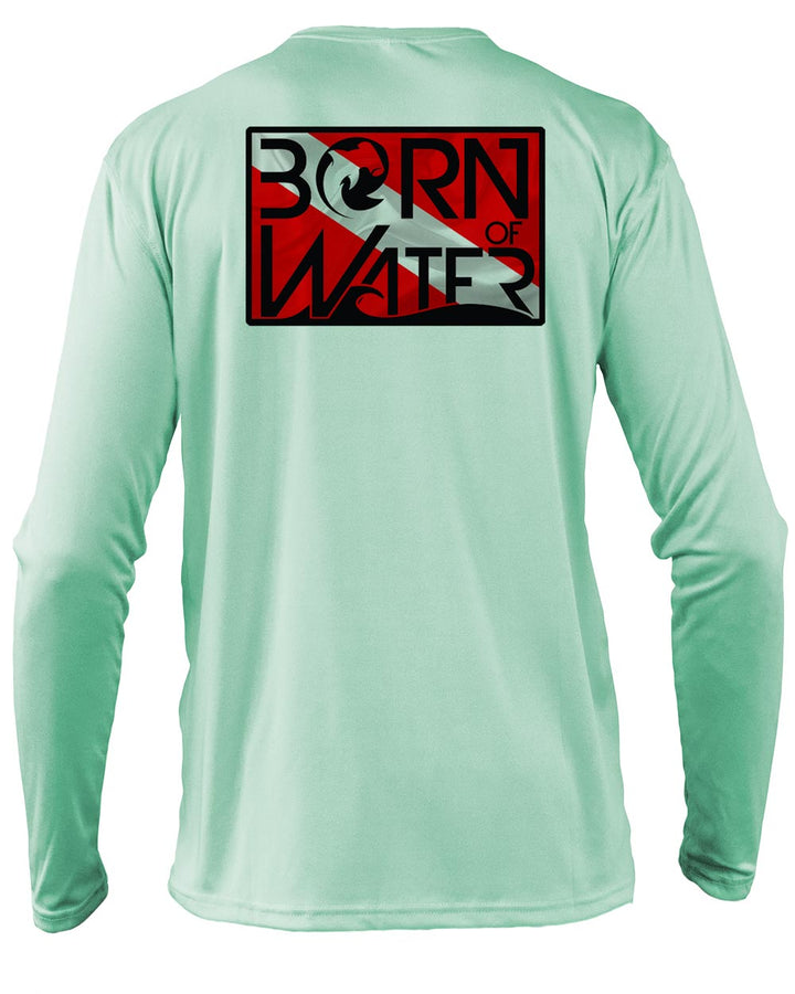 Circling Hammerhead Dive Flag UV UPF 50+ Performance Shirt: Seagreen - Back