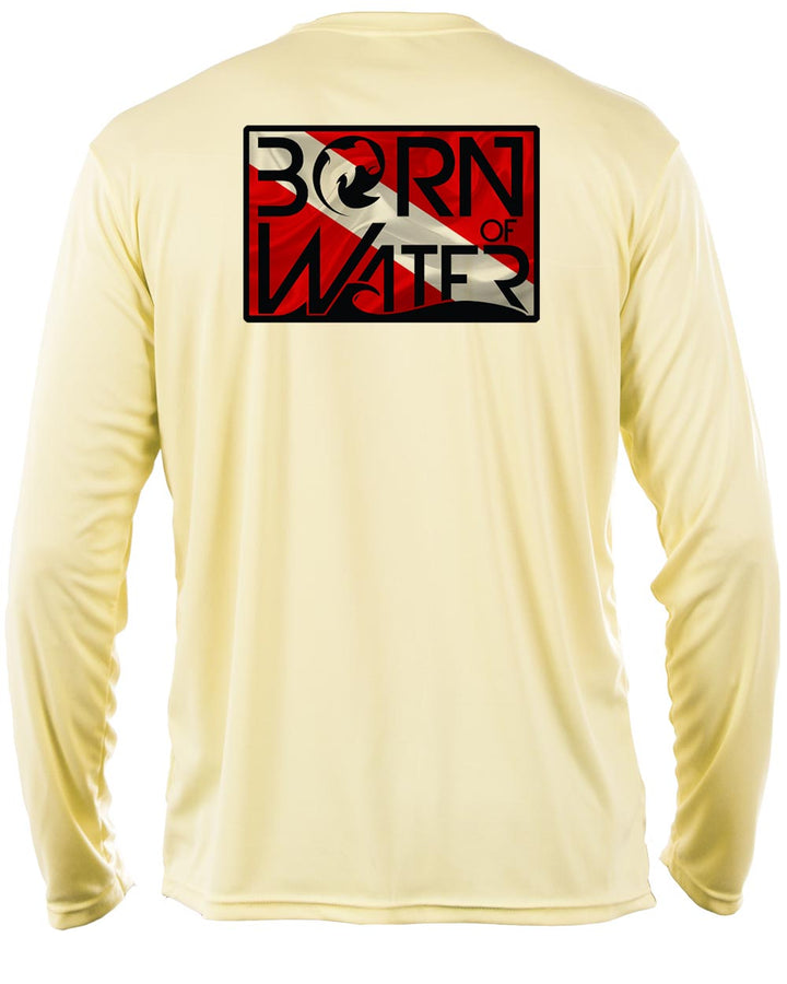 Circling Hammerhead Dive Flag UV UPF 50+ Performance Shirt: Yellow - Back