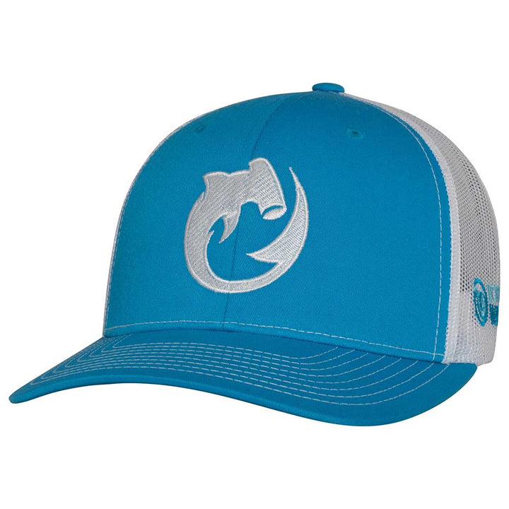 Circling Hammerhead Shark Trucker Hat - Cyan/White