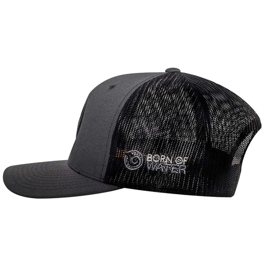 Circling Hammerhead Shark Trucker Hat - Charcoal/Black - Side