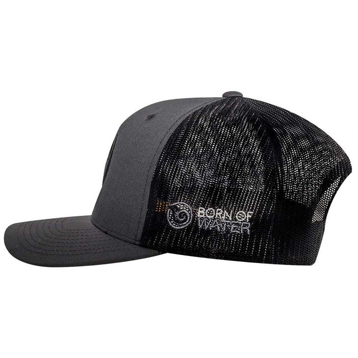Circling Hammerhead Shark Trucker Hat - Charcoal/Black - Side