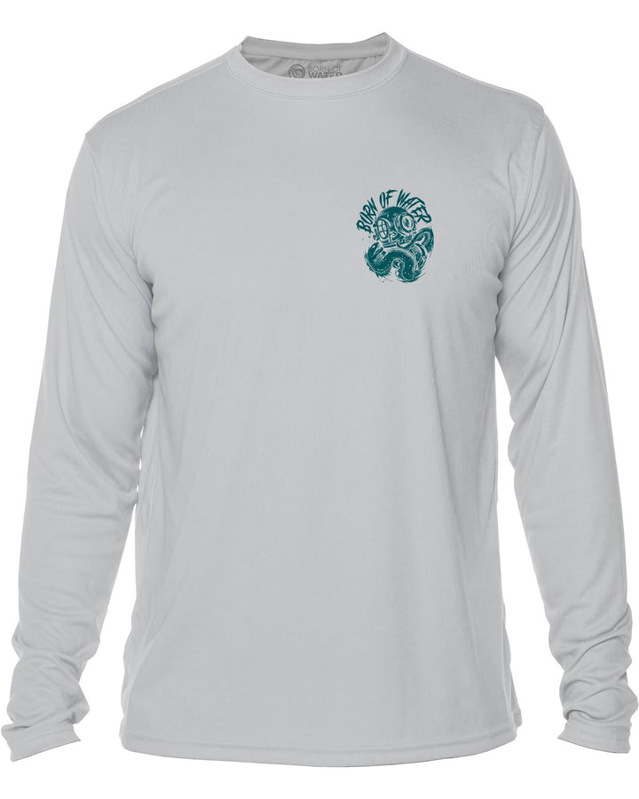 Davy Jones Commercial Diver: Men's UV UPF 50+ Rashguard Shirt: Gray - Front