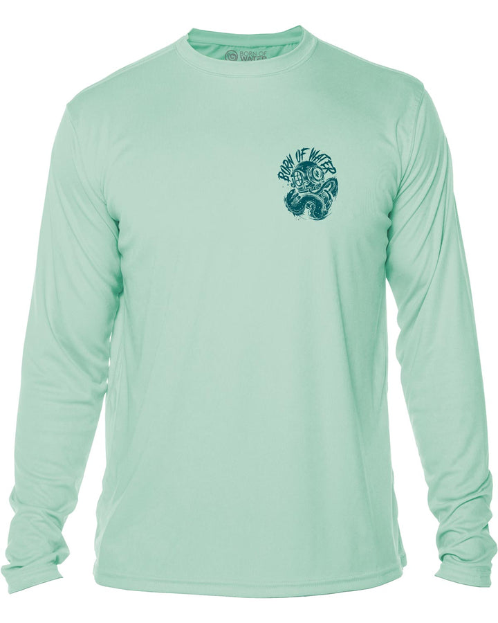 Davy Jones Commercial Diver: Men's UV UPF 50+ Rashguard Shirt: Seagreen - Front