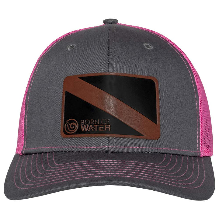 Dive Flag  Trucker Hat - Charcoal/Pink - Front