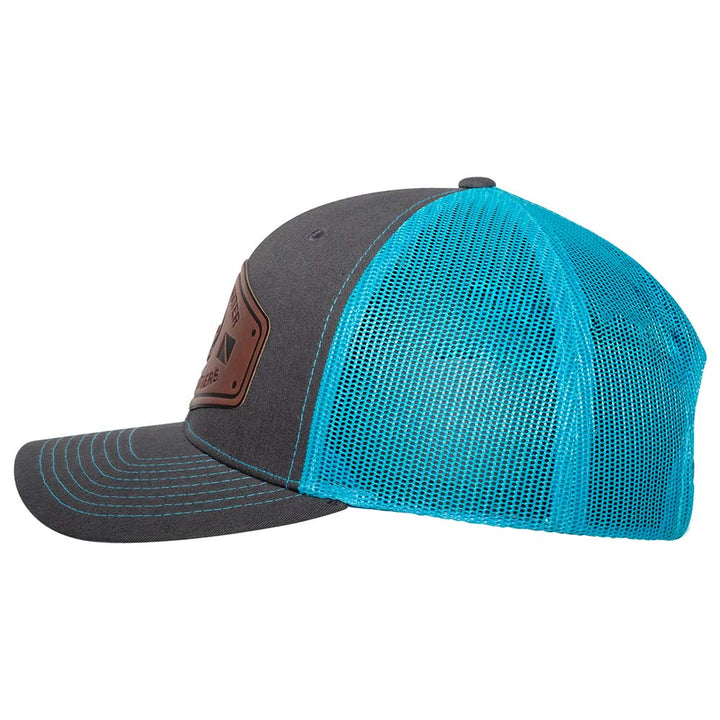 Dive Outfitters Scuba Diving Trucker Hat - Charcoal/Neon Blue - Side