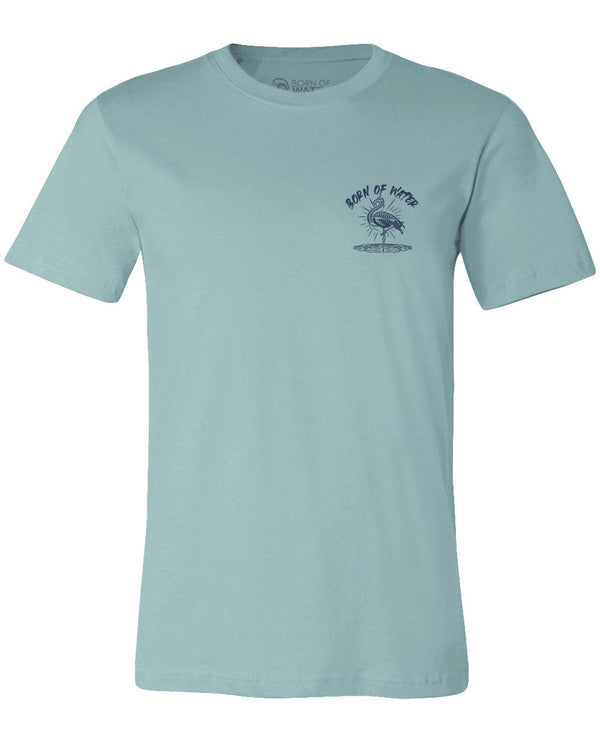 Flamingo Skeleton T-Shirt - Dusty Blue - Front