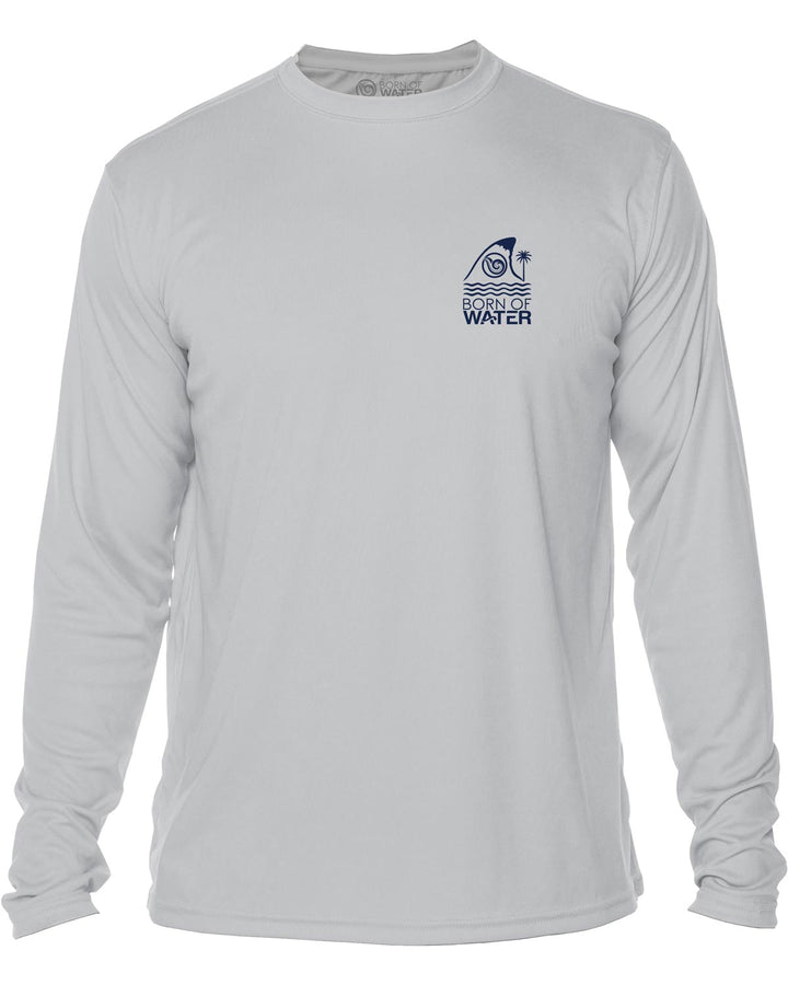 Florida Shark Fin: Men's UV UPF 50+ Rashguard Shirt: Gray - Front