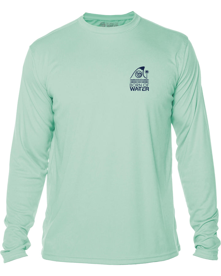 Florida Shark Fin: Men's UV UPF 50+ Rashguard Shirt: Seagreen - Front