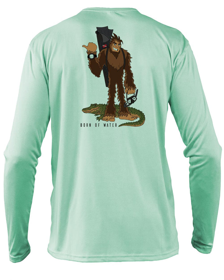 Freediving Sasquatch Skunk Ape UV UPF 50+ Performance Shirt: Seagreen - Back