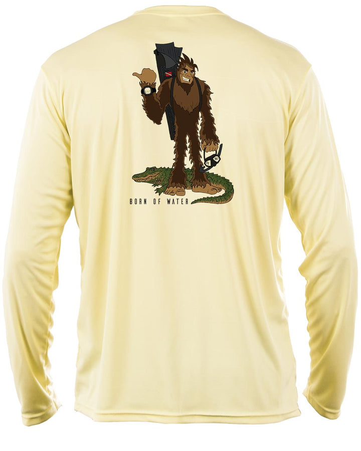 Freediving Sasquatch Skunk Ape UV UPF 50+ Performance Shirt: Yellow - Back