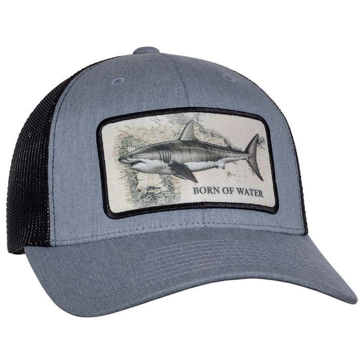 Great White Shark Scuba Diving Trucker Hat - Heather Gray/Black 