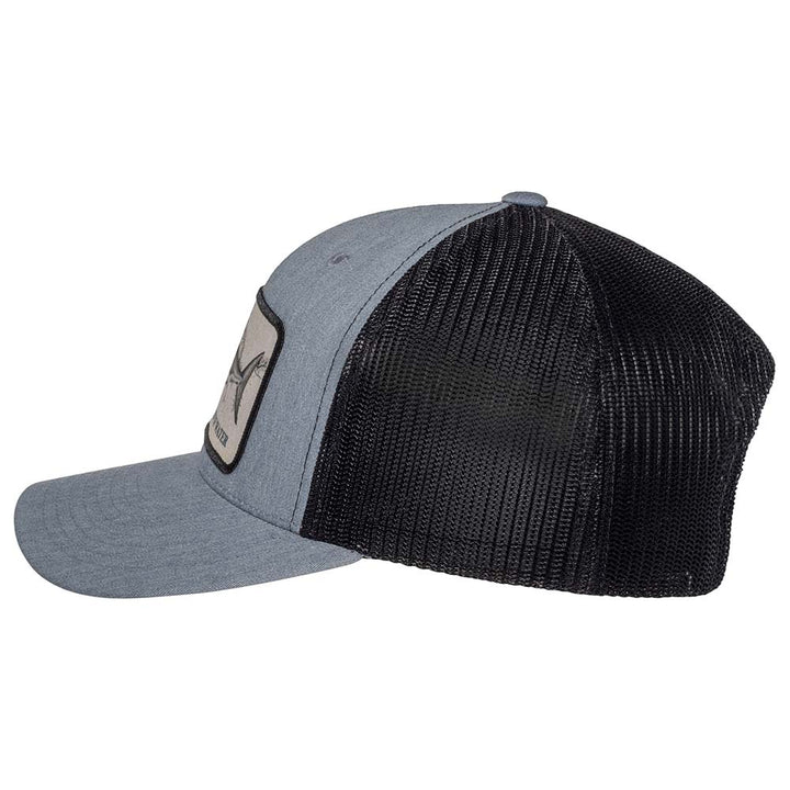 Great White Shark Scuba Diving Trucker Hat - Heather Gray/Black - Side