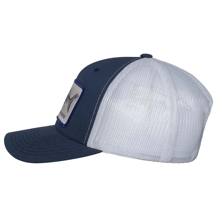 Great White Shark Scuba Diving Trucker Hat - Navy/White - Side