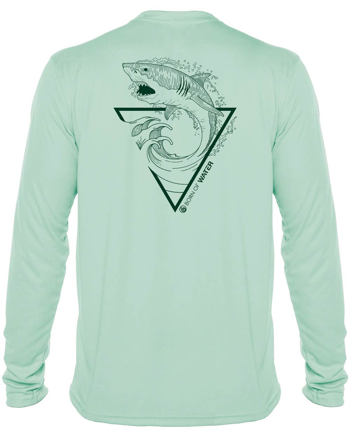 Great White Shark: Men's UV UPF 50+ Protection Shirt: Seagreen - Back