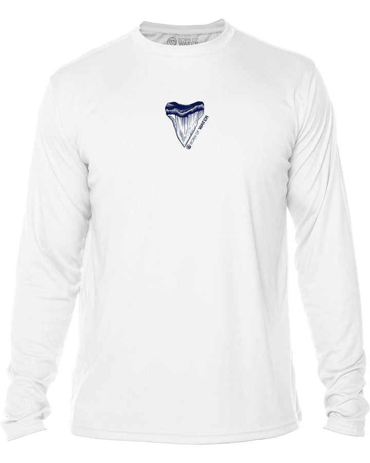 Great White Shark: Men's UV UPF 50+ Protection Shirt:  White - Front