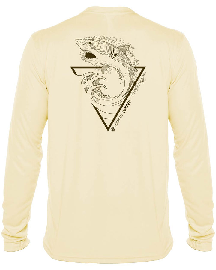 Great White Shark: Men's UV UPF 50+ Protection Shirt: Yellow - Back