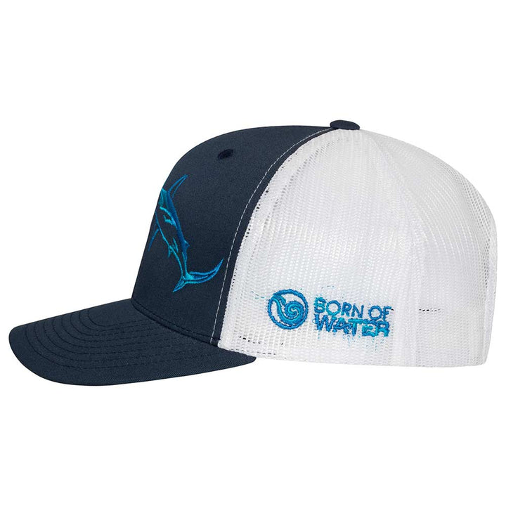 Hammerhead Shark Scuba Diving Trucker Hat - Side - Navy