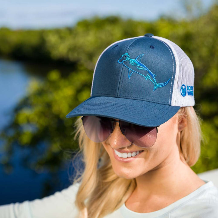 Hammerhead Shark Scuba Diving Trucker Hat - Navy - Lifestyle