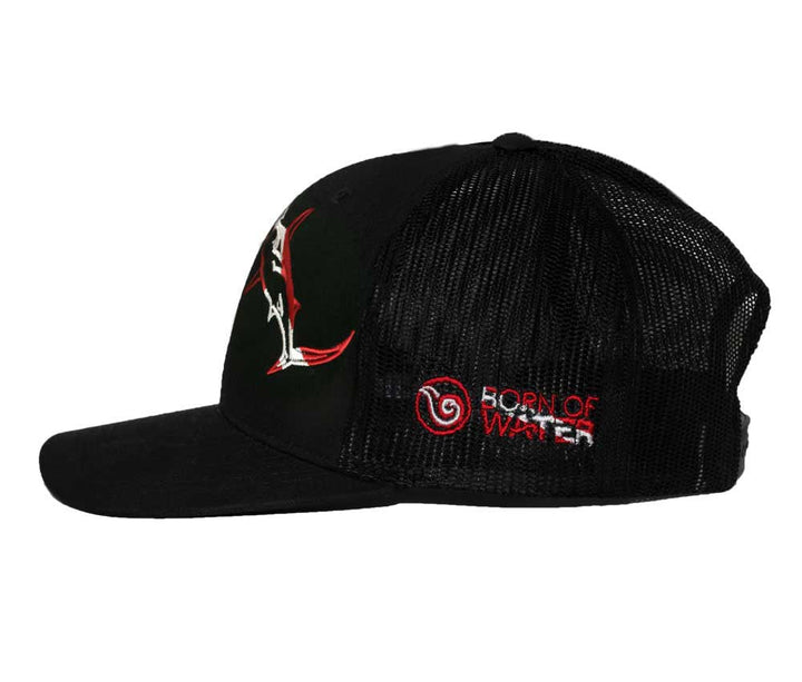Hammerhead Shark Scuba Diving Trucker Hat - Side - Black